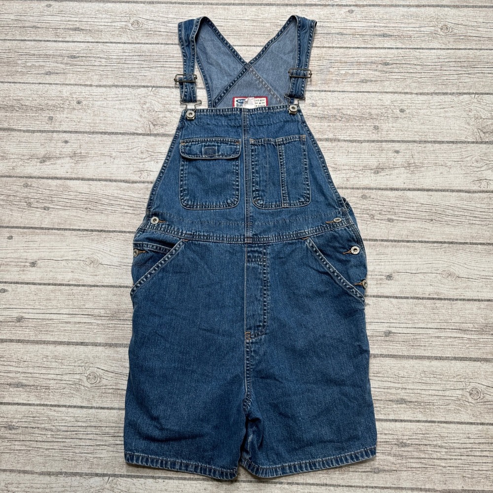 Y2K Old Navy Shortalls Women's Medium Blue Denim Carpenter Dungarees Workwear